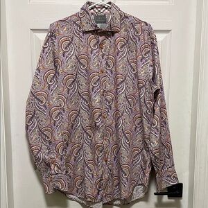 Thomas Dean | Multicolor | Paisley | Button-Down | 100% Cotton | Shirt | Size L